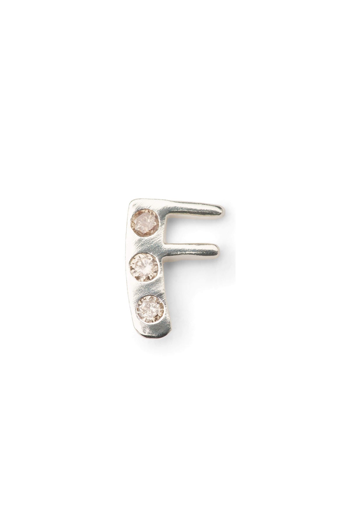 Diamond letter ear stud - Rabens Momento I Silver w/ Champagne diamond Silver w/ Champagne diamond F 17 - Rabens Saloner