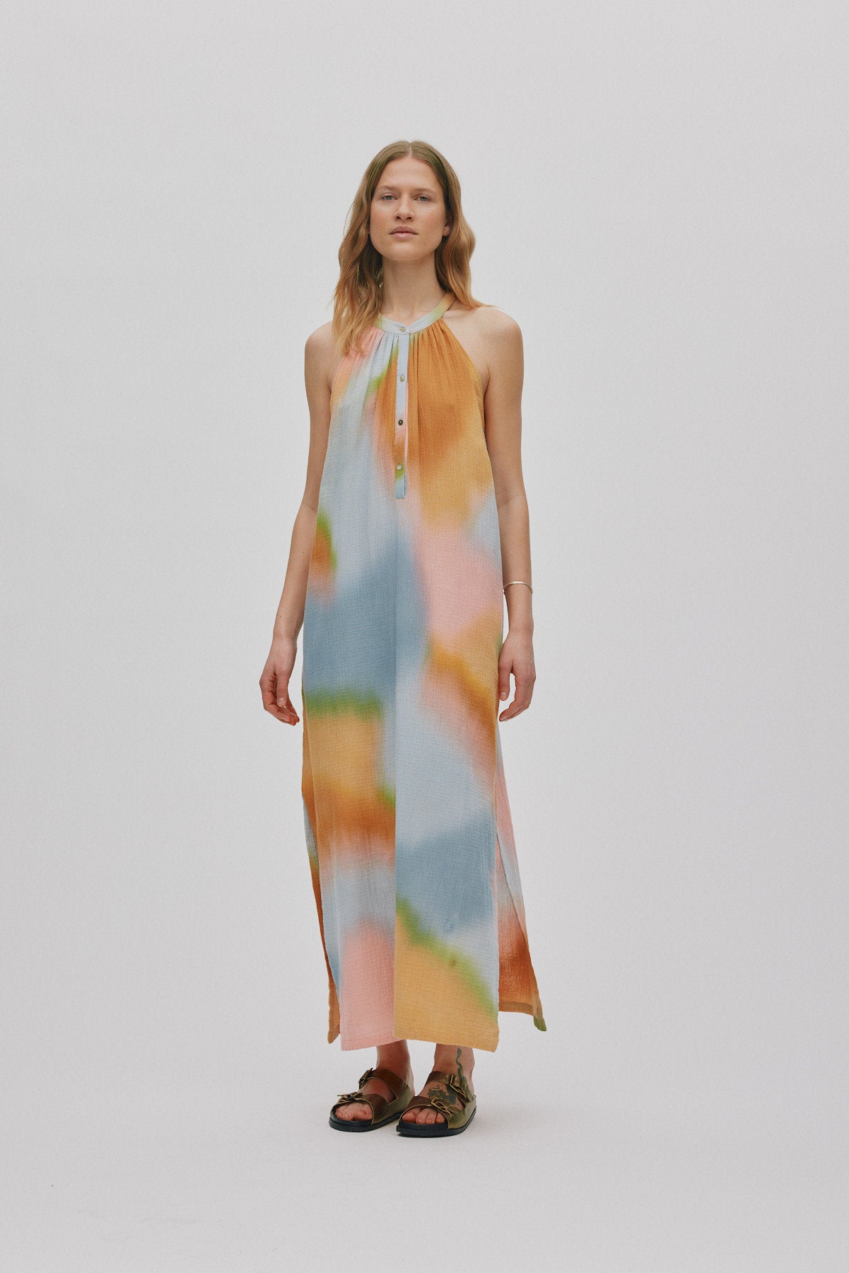 Malaia - Water color button front dress I Sunset combo 1 - Rabens Saloner