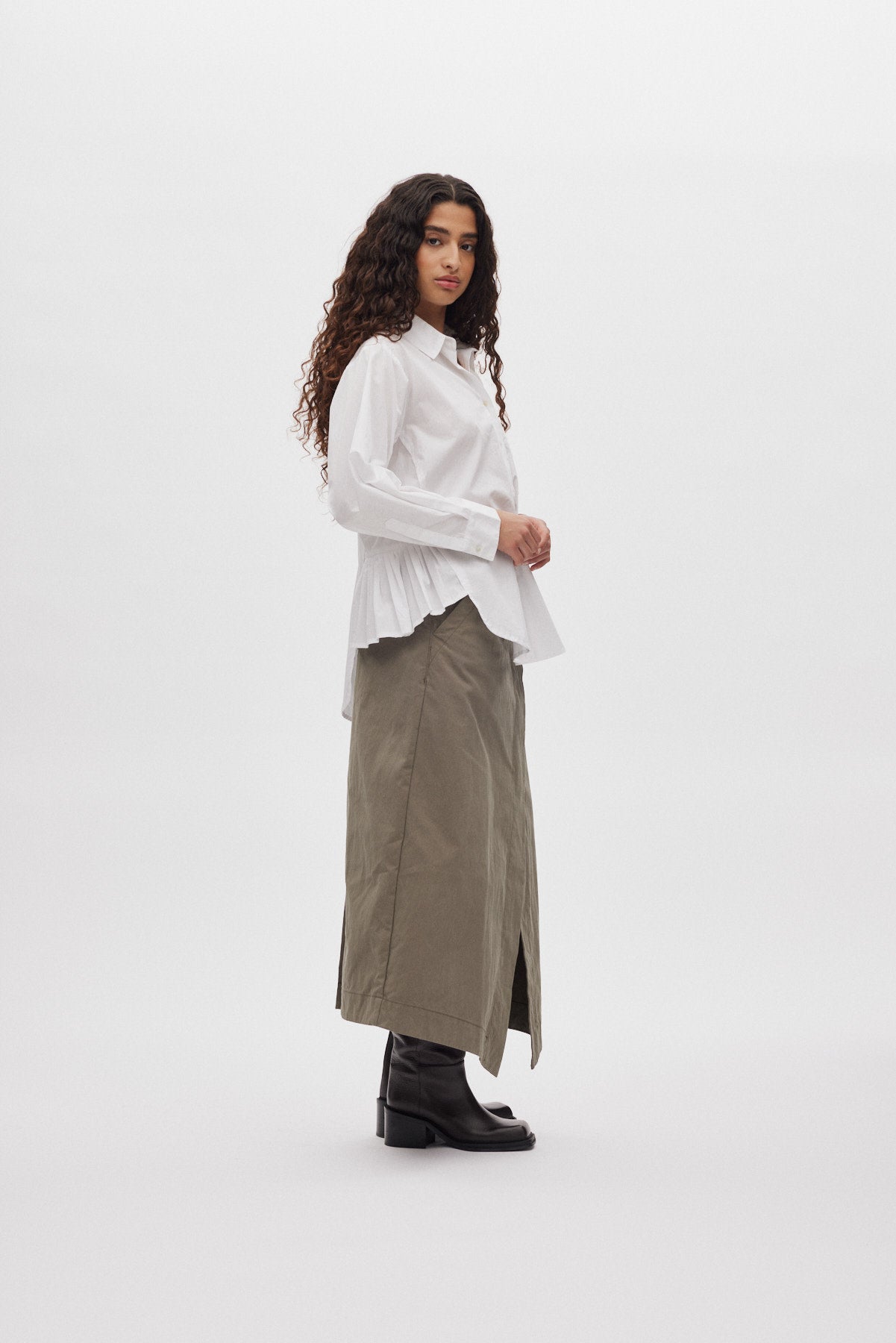 Djana - Poplin side gather shirt I White 5 - Rabens Saloner