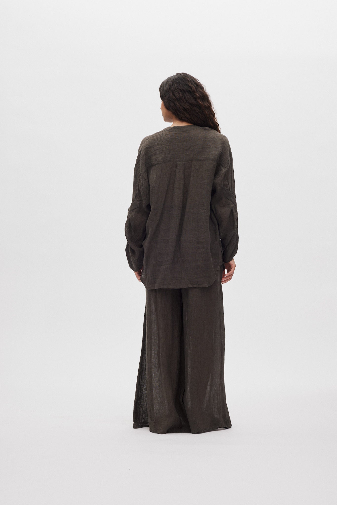 Karam - Crinkled wide leg pants I Faded black 7 - Rabens Saloner