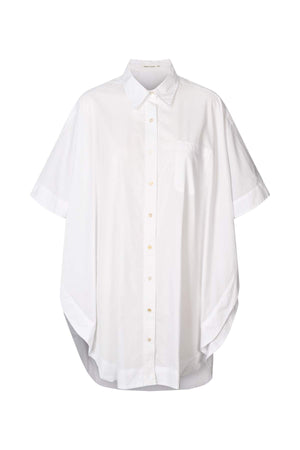 Berta - Poplin curved hem shirt dress I White White XS/S 1 - Rabens Saloner
