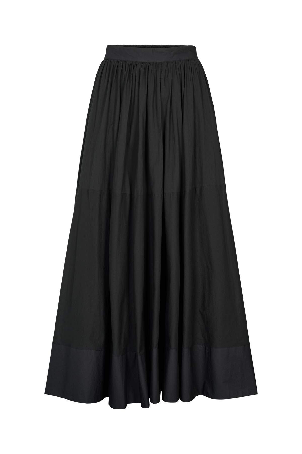 Dema - Poplin full layered skirt I Black 4 - Rabens Saloner